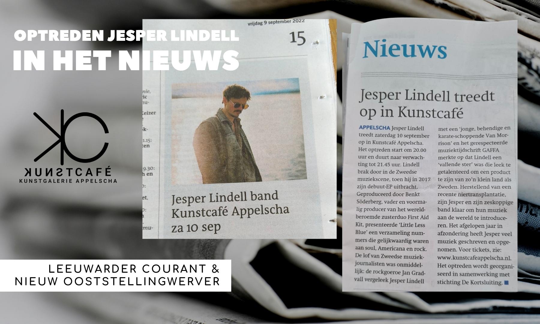 optreden Jesper Lindell in krantenartikel Leeuwarder Courant